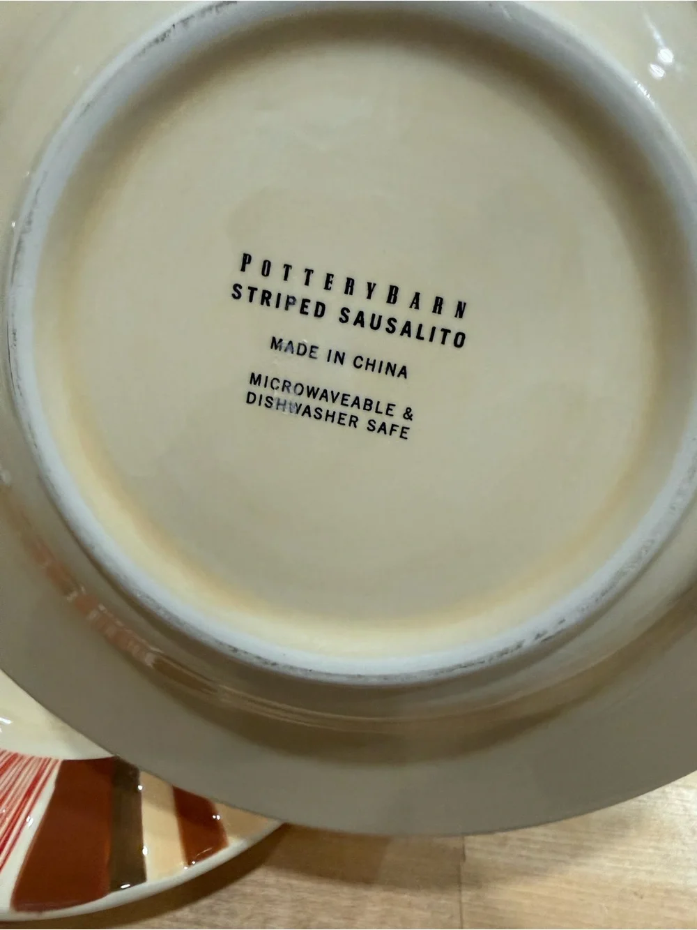 Set Of 4 Pottery Barn STRIPED SAUSALITO Brown Orange 10.25” Salad Plates